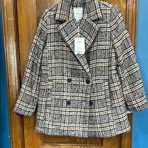 Plaid Double-Breasted Women's Coat